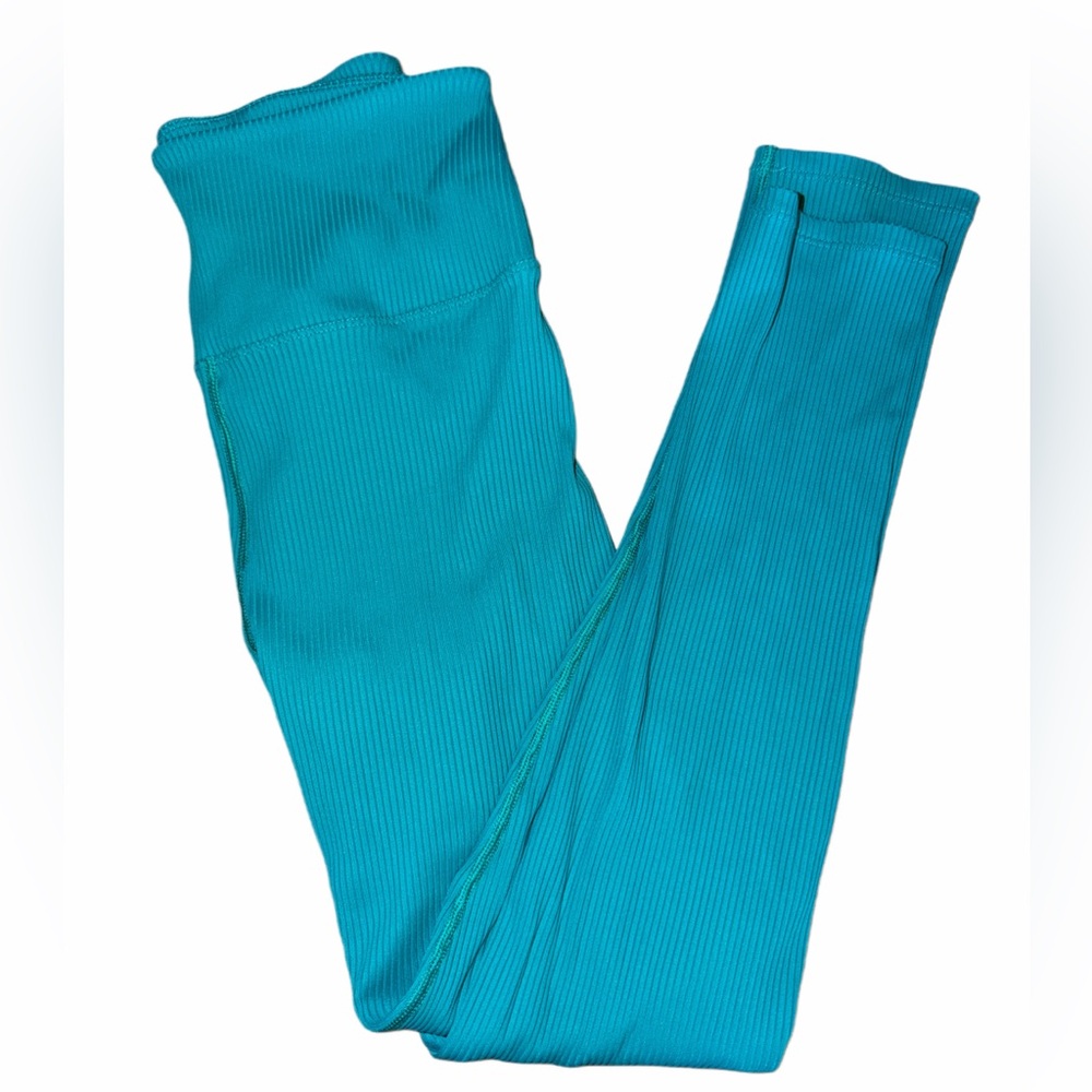 Carbon 38 Teal Ribbed Women's Leggings